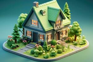 tiny cute isometric house soft smooth lighting AI Generated photo