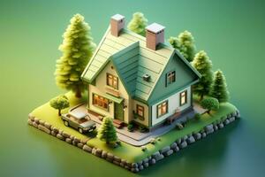 tiny cute isometric house soft smooth lighting AI Generated photo