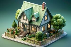 tiny cute isometric house soft smooth lighting AI Generated photo