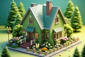 tiny cute isometric house soft smooth lighting AI Generated photo