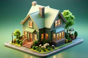 tiny cute isometric house soft smooth lighting AI Generated photo