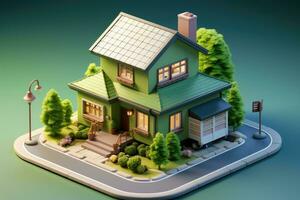 tiny cute isometric house soft smooth lighting AI Generated photo