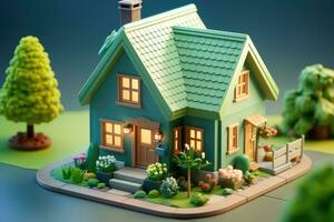 tiny cute isometric house soft smooth lighting AI Generated photo