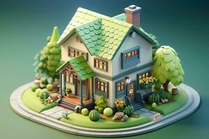 tiny cute isometric house soft smooth lighting AI Generated photo