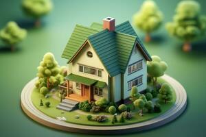 tiny cute isometric house soft smooth lighting AI Generated photo