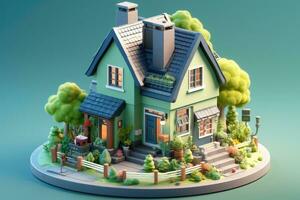 tiny cute isometric house soft smooth lighting AI Generated photo