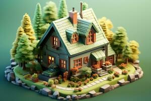 tiny cute isometric house soft smooth lighting AI Generated photo