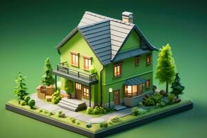 tiny cute isometric house soft smooth lighting AI Generated photo