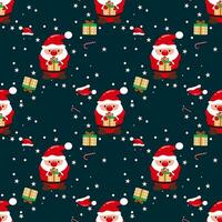 Seamless Christmas pattern Santa Claus and snowflakes Can be used for fabric, wrapping paper, scrapbooking, textiles, posters, signs and other Christmas designs. vector