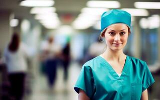 mujer médico trabajador retrato. ai generativo foto