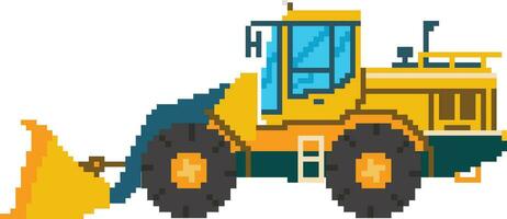 Loader designed in 8 bit pixel a Heavy equipment Pixel art illustration vector