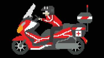 A medical motorcycle vector illustration with 8 bit. A motorbike designed in 8 pixel.