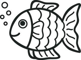 A Cute fish vector was designed using lines. A Fish art illustration.