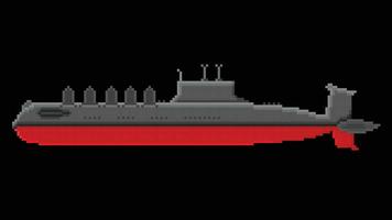 A Military Submarine designed in 8 bit pixel. a Pixel art illustration. vector