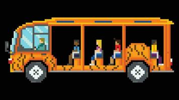 Zoo Bus designed based on 8 bit size. Suitable for your game assets. vector