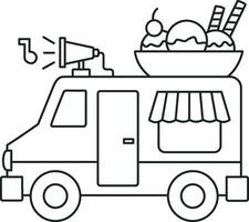 An Ice Cream Truck with black isolated line design. A Car Vector illustration design.