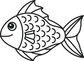 A Cute fish vector was designed using lines. A Fish art illustration.