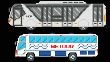 City Buses set designed based on 8 bit size. Suitable for your game assets. vector