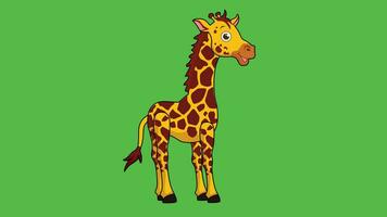 A cute giraffe vector is designed with a yellow spotted pattern. drawn by lines and colored.