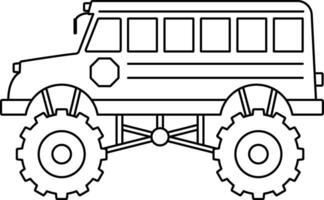 Monster school bus with black isolated line design. A Bus Vector illustration design.