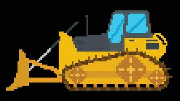 Bulldozer designed based on 8 bit size. Suitable for your game assets. vector