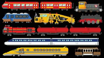 train-1aTrains collection in 8 bit design vector