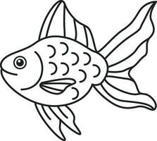 A Cute fish vector was designed using lines. A Fish art illustration.