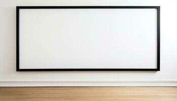 negro marco en de madera piso marca gertel estilo con minimalista de repuesto sencillez ai generado foto