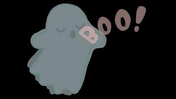 monotone color cute ghost line art boo video