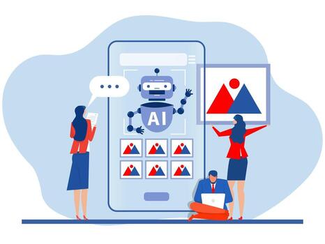 Business industry AI prompt engineer or AI chatbot to create a text or an image Prompt engineering of using artificial intelligence and photo processing vector