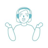 woman in wireless headphones listening music vector