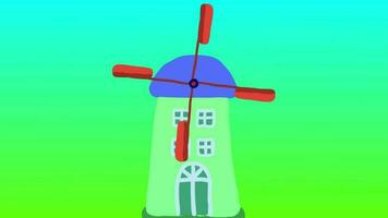 motion graphic of spinning windmill building video