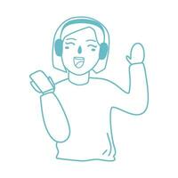 girl in wireless headphones illustration vector