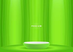 Podium backdrop green scene for mockup product display vector