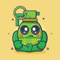 kawaii granada arma personaje mascota con triste expresión aislado dibujos animados en plano estilo diseño vector