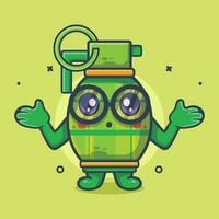 cute grenade weapon character mascot with confused gesture isolated cartoon in flat style design vector