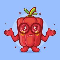 kawaii red paprika character with confused gesture isolated cartoon in flat style design vector