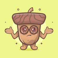 cute acorn character mascot with confused gesture isolated cartoon in flat style design vector