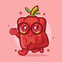 cute red paprika character running isolated cartoon in flat style design vector