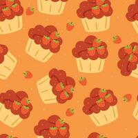 cute seamless pattern cute cupcake. food design with wallpaper for kids, textile, fabric print vector