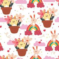 seamless pattern cartoon bunny. cute animal wallpaper for textile, gift wrap paper vector