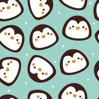 seamless pattern cartoon penguin with snowflakes. cute animal wallpaper illustration for gift wrap paper vector