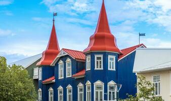 Iceland Akureyri town, starting point to Godafoss waterfall tour, lake Myvatn and whale watching photo