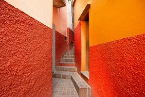 Guanajuato, Mexico, colorful colonial streets and architecture in Guanajuato historic center photo