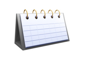 3D rendering of blank calendar, realistic desk calendar png