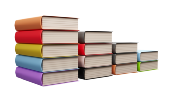 3D rendering of a stack of books png