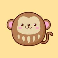 Cute And Kawaii Style Japanese Daruma Doll Monkey vector