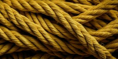 Yellow rope texture background. Backdrop made with ropes. Generative AI photo