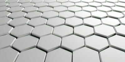 Geometry hexagon background. Futuristic white wall. Abstract background. Generative Ai photo