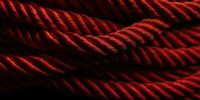 Red rope texture background. Backdrop made with ropes. Generative Ai photo